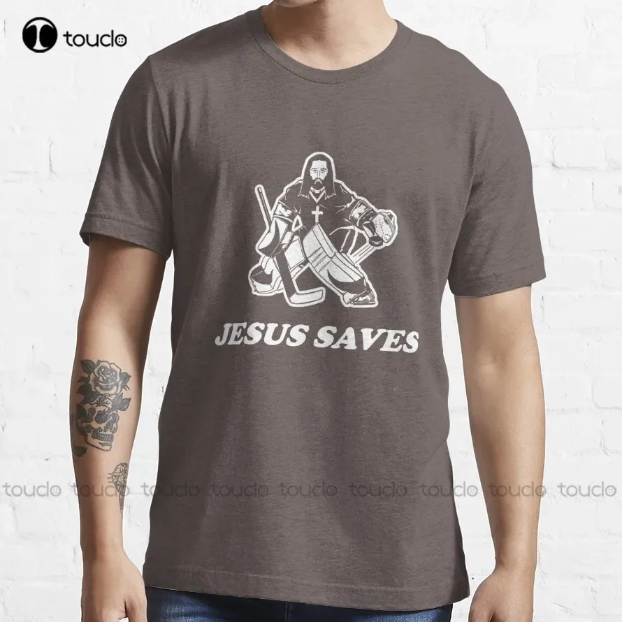 Jesus Saves Hockey Goalie T-Shirt Anime Shirts For Women Custom Aldult Teen Unisex Digital Printing Tee Shirt Xs-5Xl New Cotton