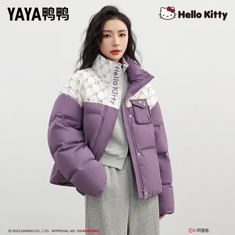 YAYA 2024 Donne di Inverno Puffy 90% Piumino D'anatra Del Collare Del Basamento Frangivento Breve Cappotto Più Spesso Imbottito Parka