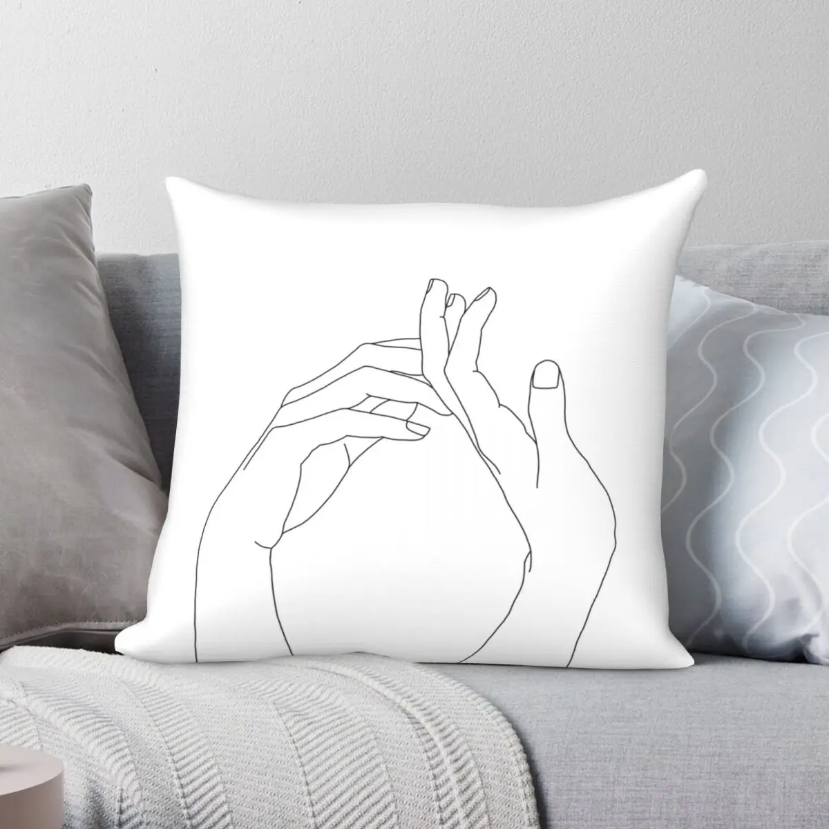 Woman's Hands Line Drawing Abi Pillowcase Polyester Linen Velvet Printed Zip Decor Sofa Seater Cushion Cover