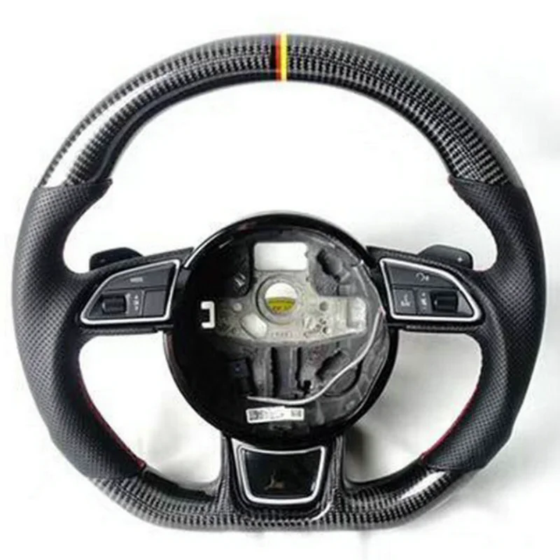 

100% Real Carbon Fiber Car Steering Wheel With Leather / Alcantara For Audi A1 A6 A7