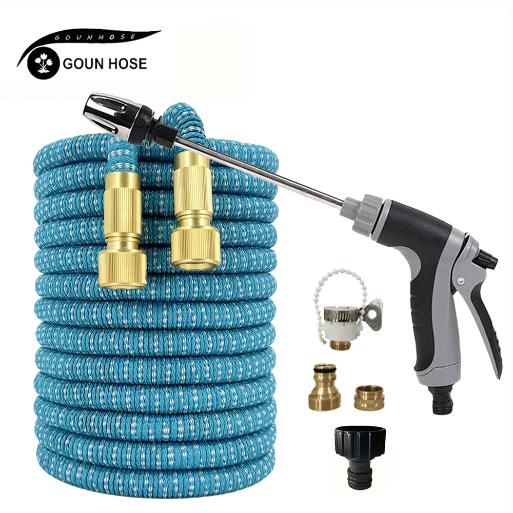 

Garden Watering Hose, Expandable Bimetallic Joint Garden Farm Irrigation Hose Car Wash High-Pressure Water Gun Watering 25ft-125