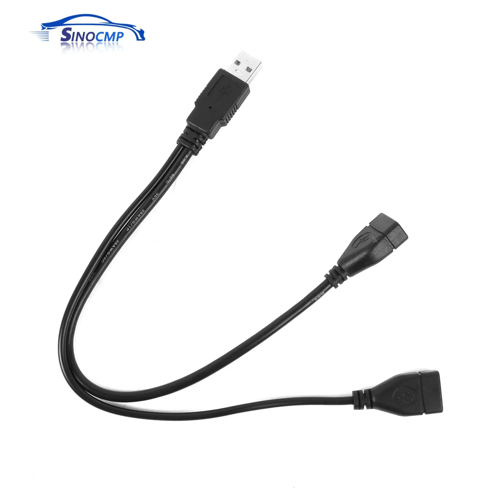 USB 2.0 A Male To 2 Dual USB 1inch Female Jack Y Splitter Hub Power Cord Adapter Cable Auto Parts