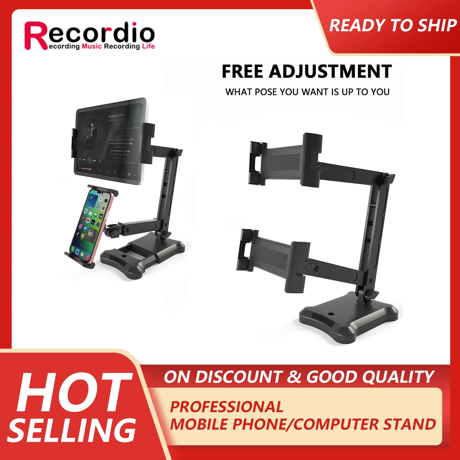 

GAZ-NB30A Professional Hands Free Multi purpose Stand Foldable Expansion Support Stand Phone Stand Adjustable Phone and Tablet S