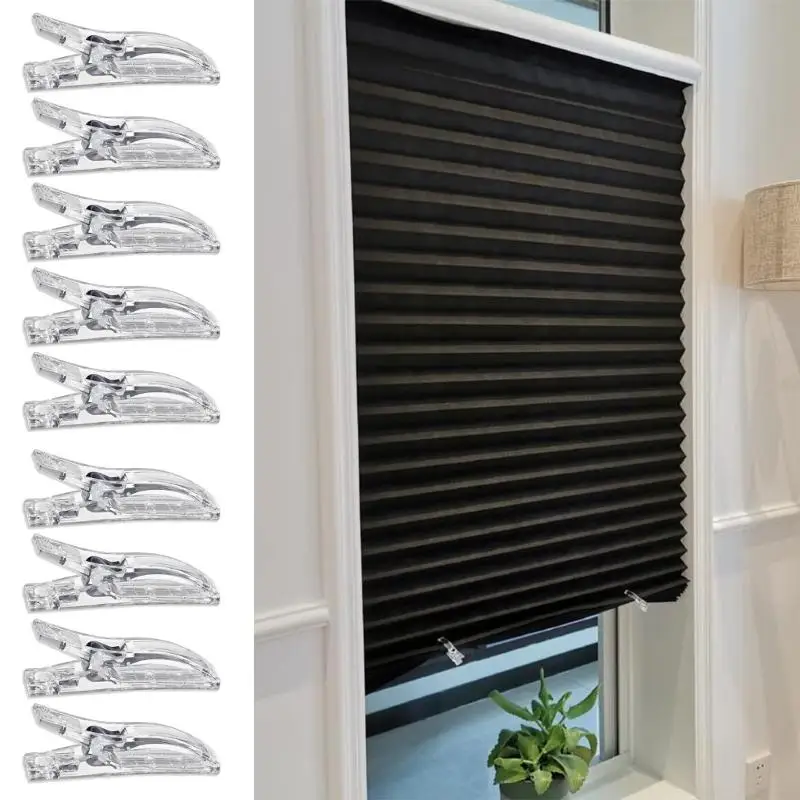 20Pcs Clear Plastic Window Blind Clip No Tool Need Temporary Pleated Paper Blind Shade Hanger Clamps For Room Decors X3UC