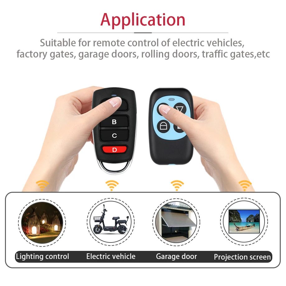 Multi Frequency 250-450MHz 860-915MHz 4 Buttons RF wireless Remote Control Clone Code Duplicator for Garage gate door Opener