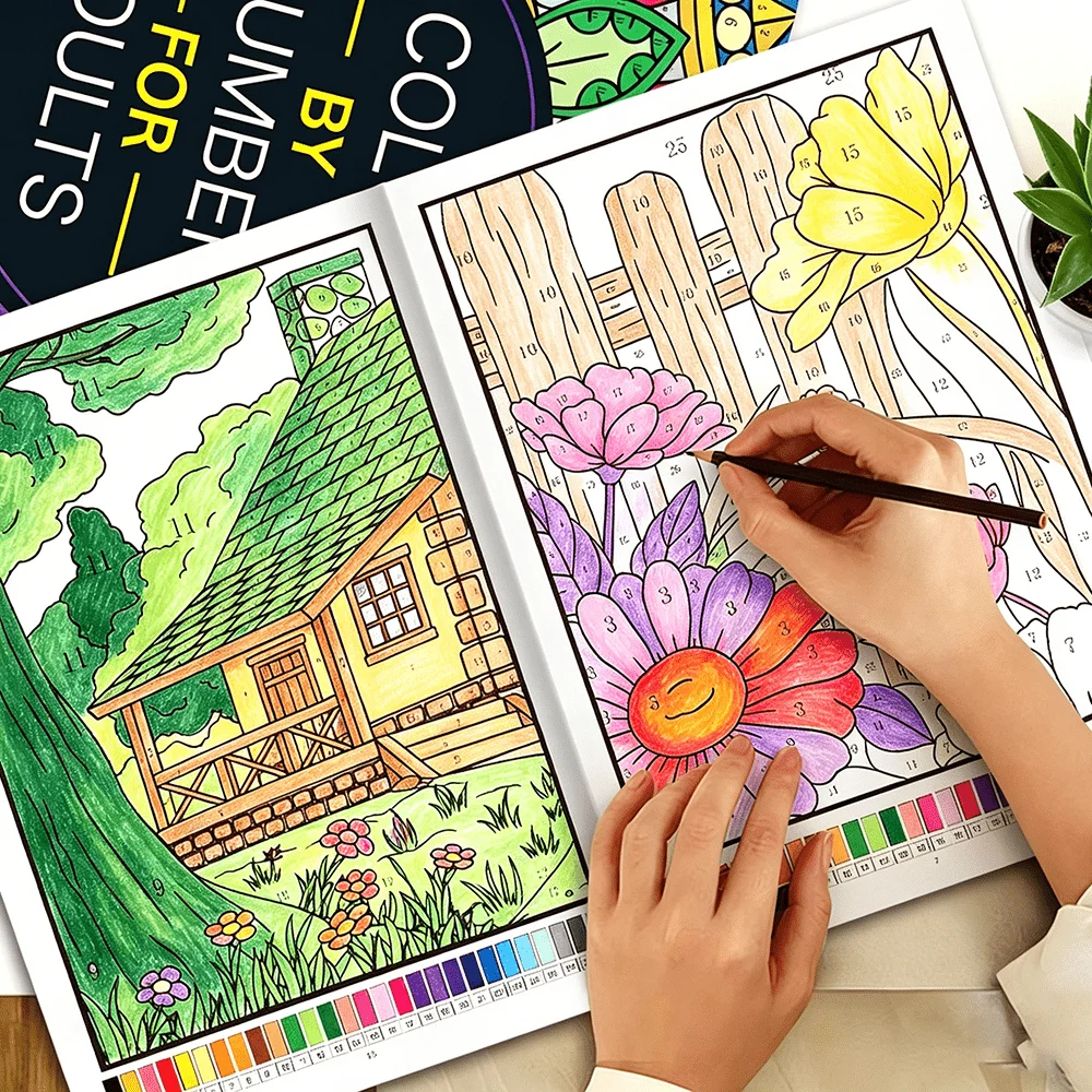 Color by Number Coloring Book for Adults - Stress Relief, Anxiety Relief & Relaxation Art Activity Book for Women & Men