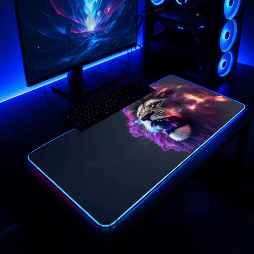 

Ferocious Tiger Mouse Pad RGB Gaming MousePad XXL Gamer Accessories Large LED Light MousePads Computer Carpet Backlit Deak Mat