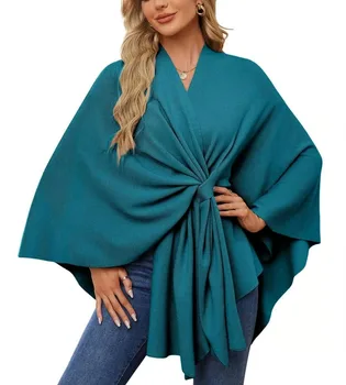Elegant Shawl Wraps Soft Open Front Poncho Sweater Dropship Womens Autumn Shawl Wraps Winter Cape Ponchos Fall Travel Outfits