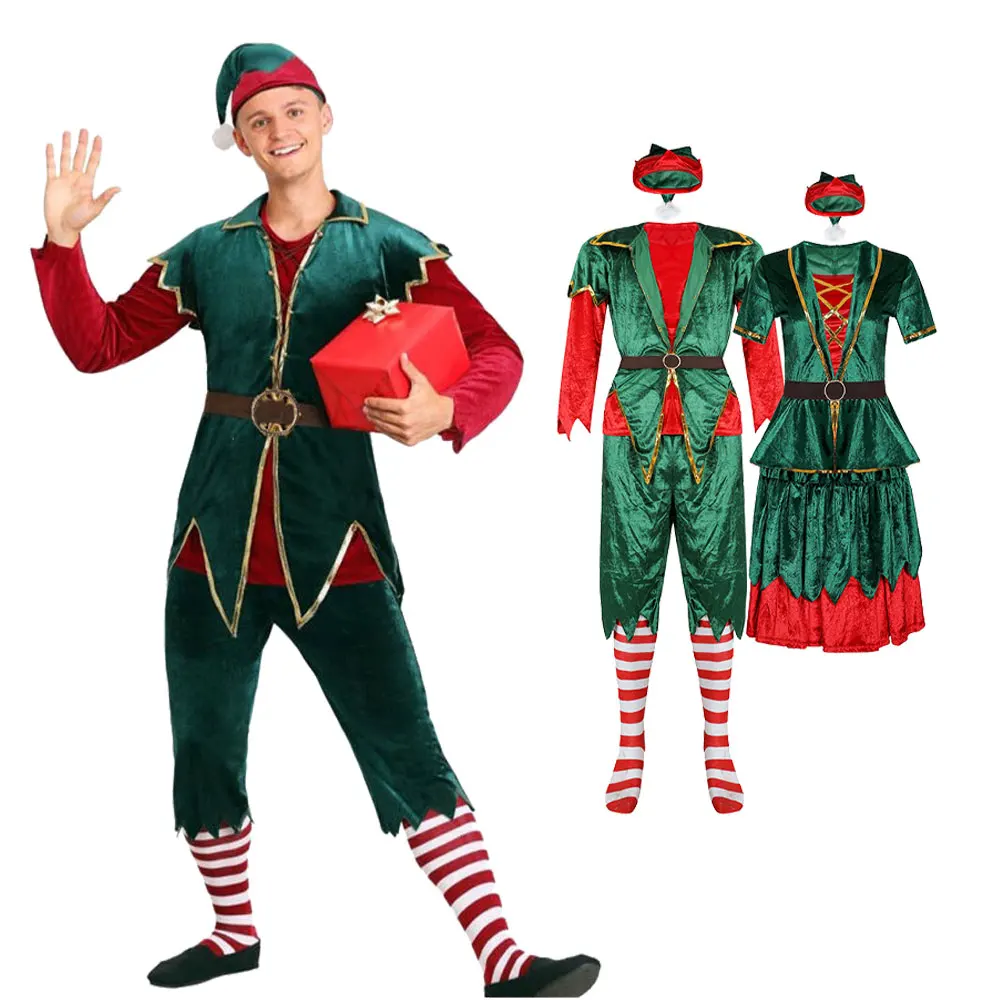 

Christmas Santa Claus Costume Couple Suit New Christmas Year Carnival Party Fancy Santa Claus Elf Dress Up Xmas Costume