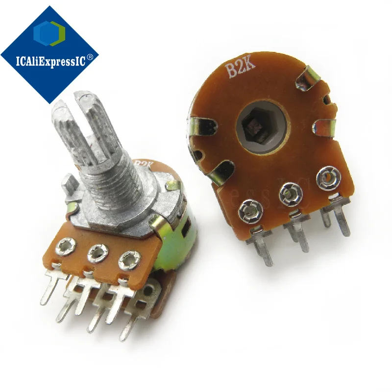 이중 전위차계 WH148 B2K, 생크 길이 6 피트, 15mm, 5 개