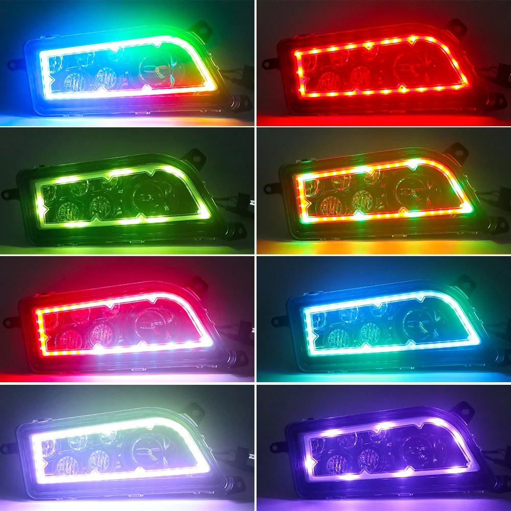 Atvutv Parts Auto Lighting System Multi Color Angel Eye 120W Front Led Headlight for Atvs Utvs Polaris Rzr 1000 Xp 4 1000