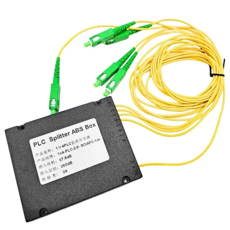Super Sale 1X4 SC/APC Fiber Optic FTTH Splitter FBT Optical Coupler 1:4 SC APC Singlemode Simplex PLC Optical Splitter
