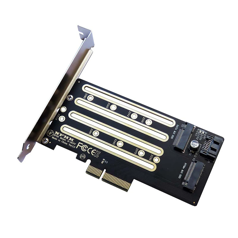 

NVMe M.2 SSD To PCIe 3.0 4.0 X4, SATA M.2 SSD To SATA Dual-purpose Adapter With Bracket