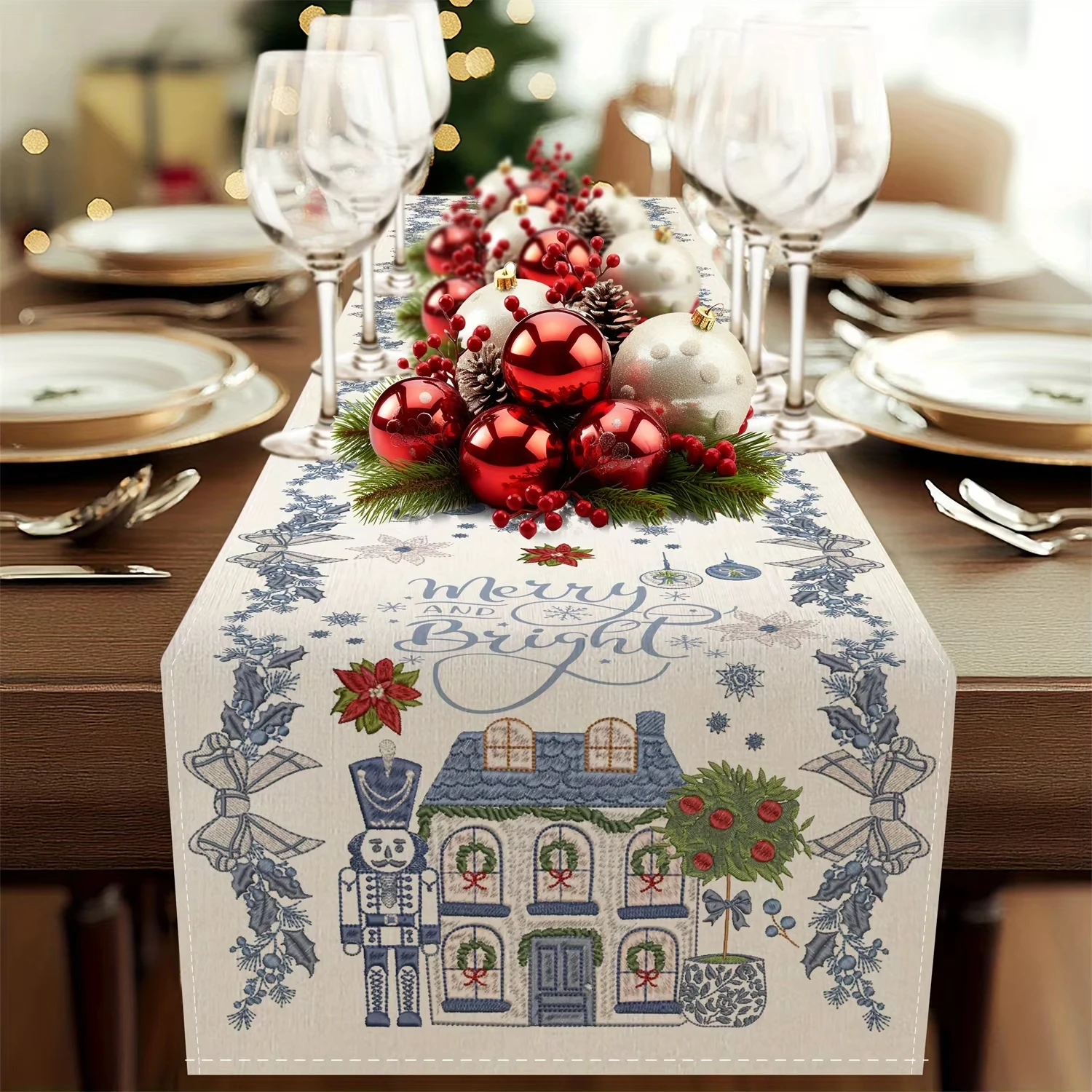 

Holiday Christmas Table Runner For Mexican Independence Party Kitchen Dining Print Linen Living Room Festival Table Setup