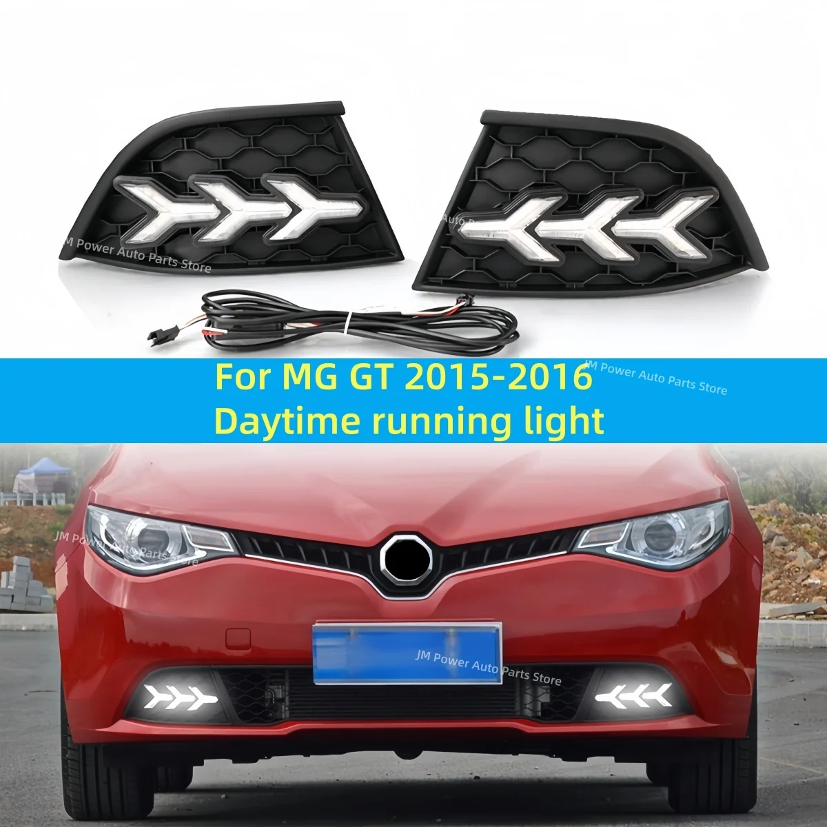 Fit for MG GT 2015-2016 Daytime running light Modification LED Flowing water Turn signal light Front fog lamp Decorative lights