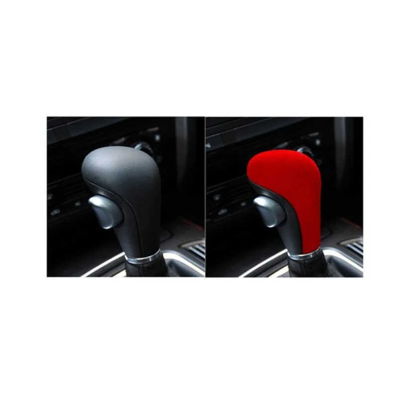 A + الأحمر جلد الغزال مقبض ناقل حركة السيارة غطاء الكسوة لأودي Q5 A5 A6 Q7 A4L A6L #4