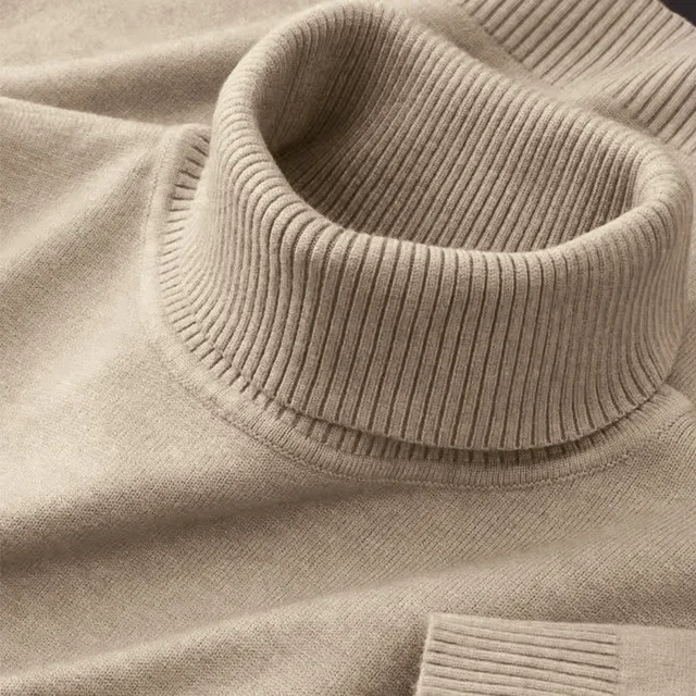 Męskie swetry dzianinowe 2025, jednolite kolory, golf, oddychające pulowery, ciepłe, podstawowe ubrania na zewnątrz, streetwear, jesienne, biznesowe topy.