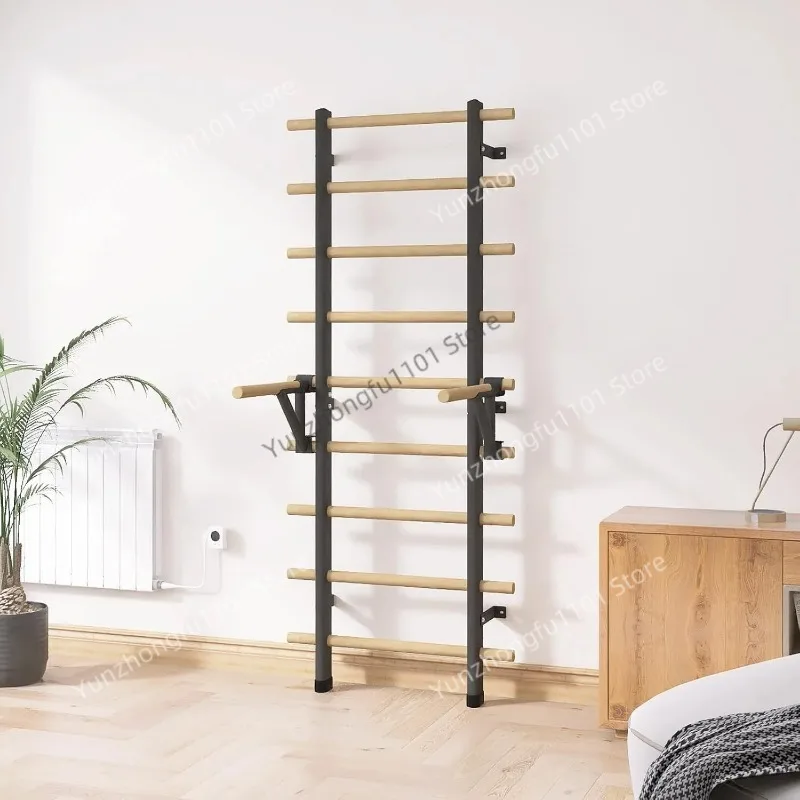 Heavy Wooden Wall Ladder with Pull-Up Station | Customizable Home Fitness Equipment - Detail 1