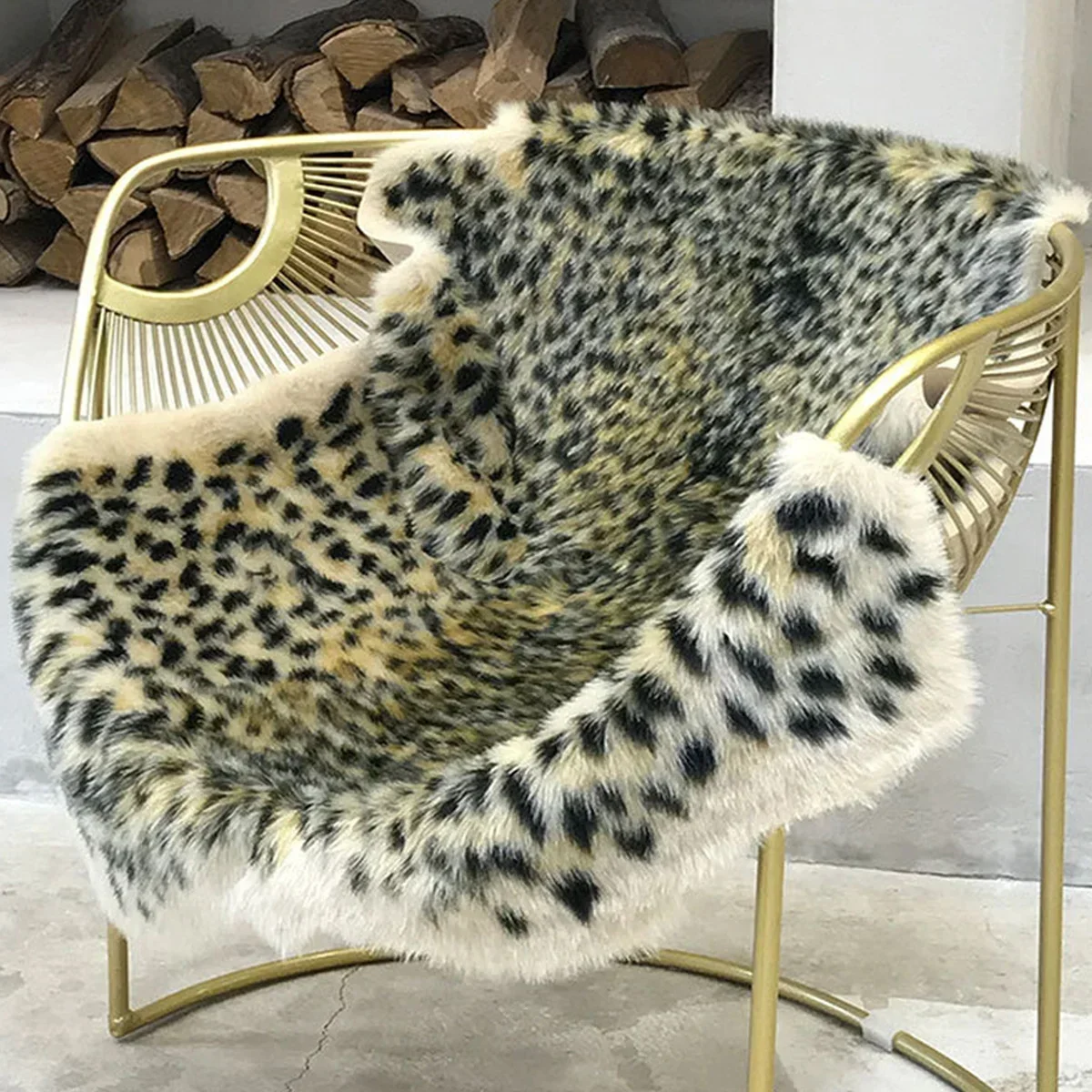 Leopard Print Floor Mats Animal Print Faux Cowhide Printed Rugs Bedroom Living Room Home Decorative Rugs 90x110cm