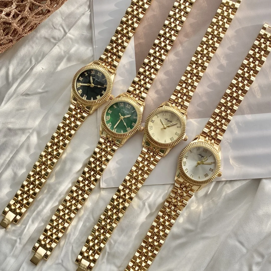 ทองนาฬิกาผู้หญิงนาฬิกาสุภาพสตรีขนาดใหญ่เหล็กสร้อยข้อมือผู้หญิงนาฬิกาหญิงนาฬิกาRelógio Feminino M Ontre F Emme