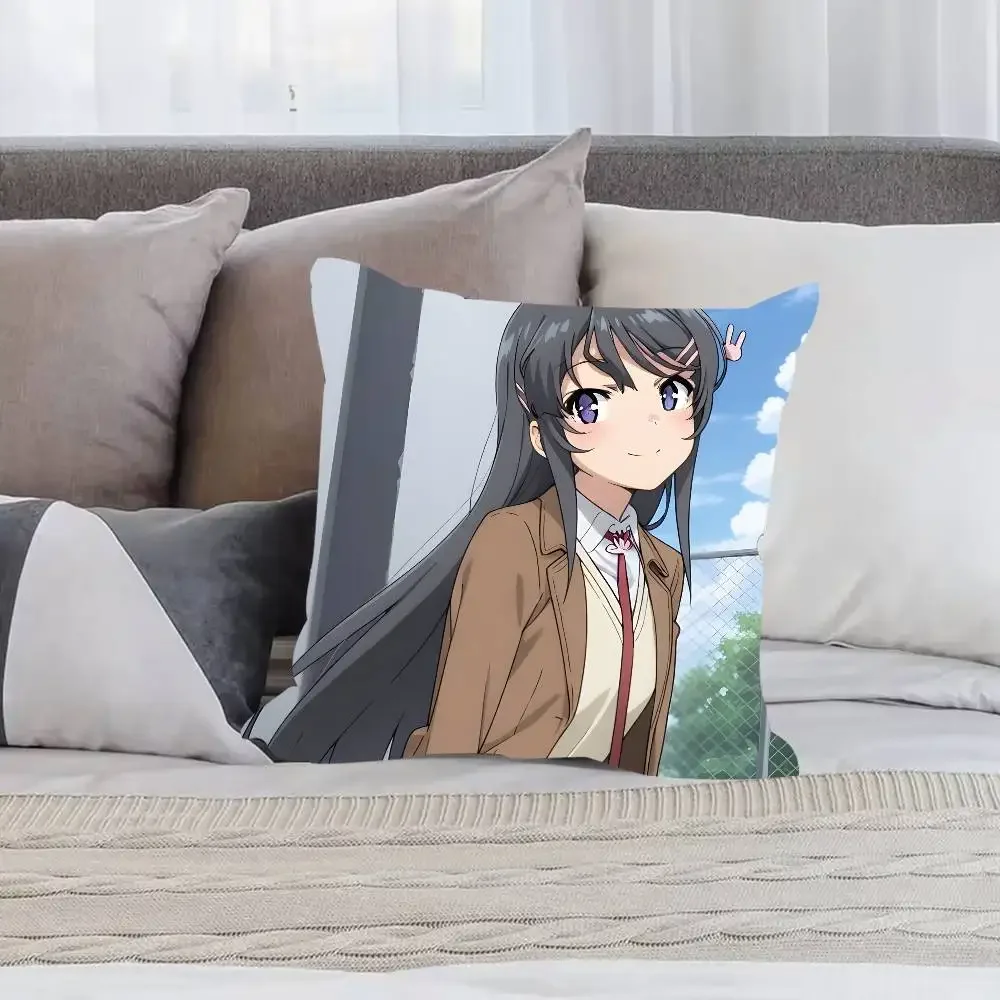 Sexy Mai S-Sakurajima Pillow Case  Anti-dustmite Pillowcase Invisible Zipper Silky Short Plush Sofa Cushion Cover - view 4