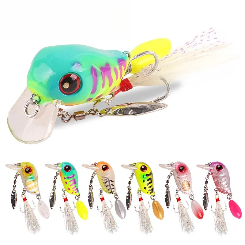 1 Stück Mini Schwimmender Chubby-Köder 5,7g/5cm Wobbler-Spinner mit Feder und Scharfen Dreifachhaken Praktisches Angelzubehör