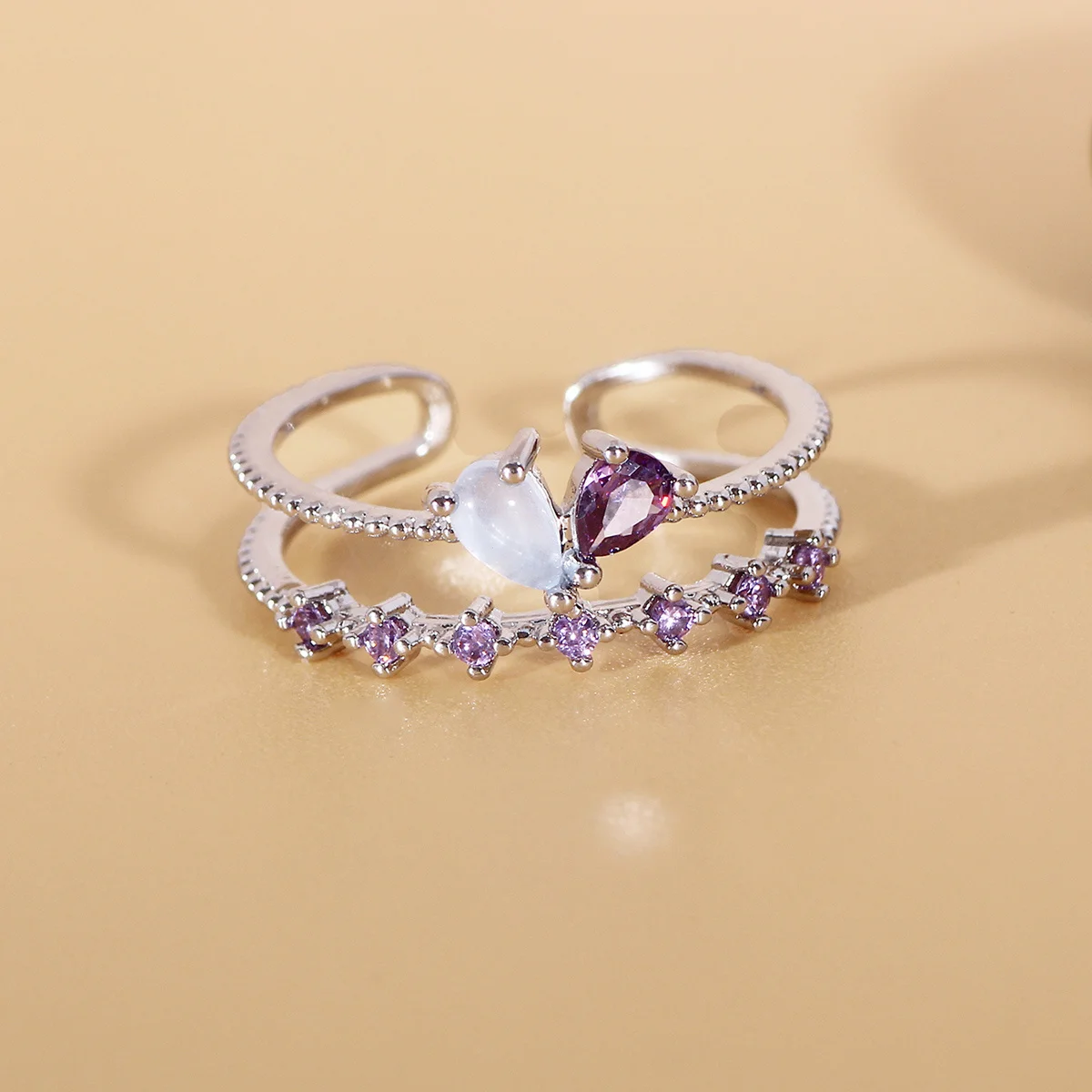 Delicate Love Flowers Micro Inlaid Zircon Open Adjustable Ring Ladies Ring Banquet Jewelry Daily Casual Accessories Romantic Valentine's Day Gifts