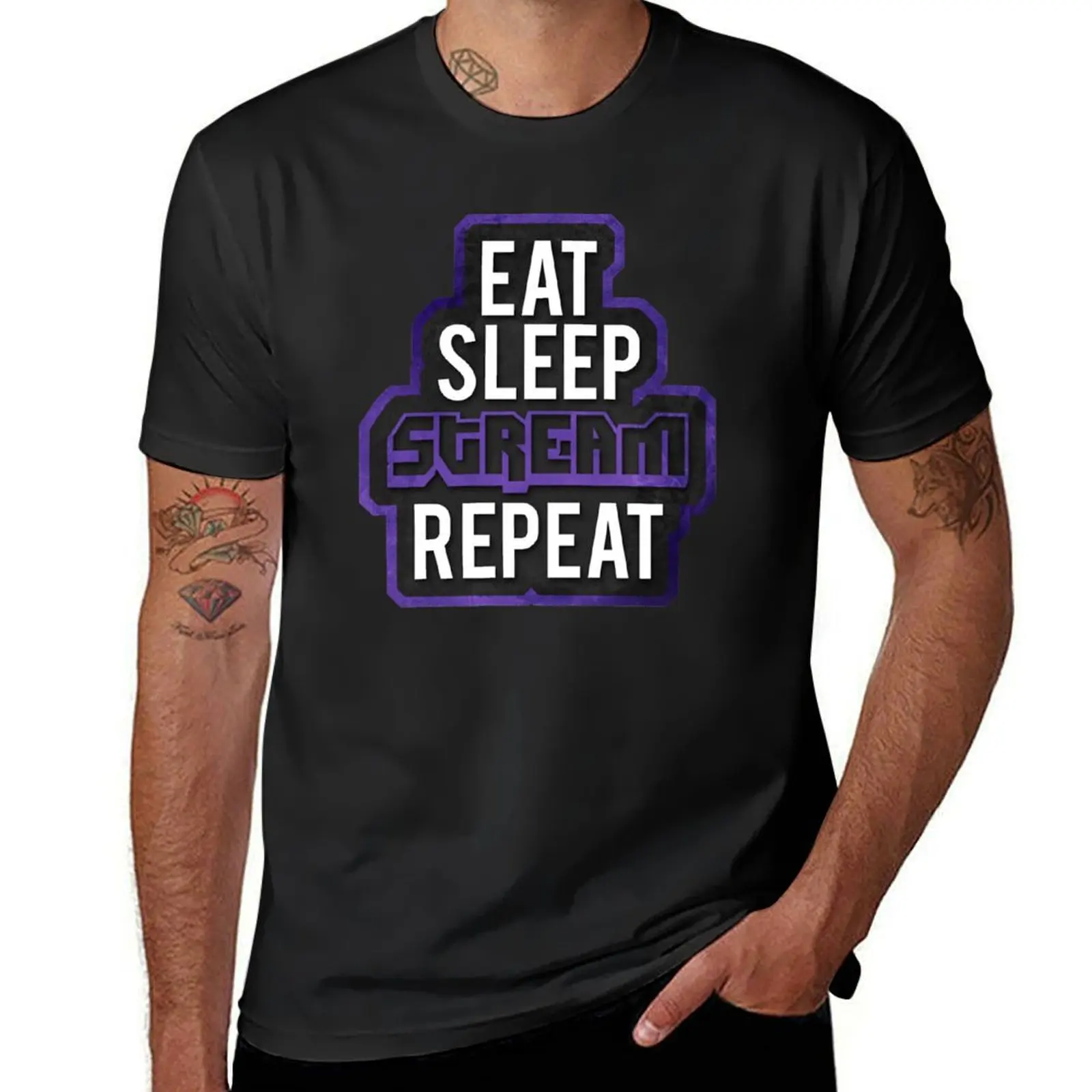 TWITCH - Eat, Sleep, Stream - REPEAT T-Shirt korean fashion Blouse oversizeds funnys slim fit t shirts for men