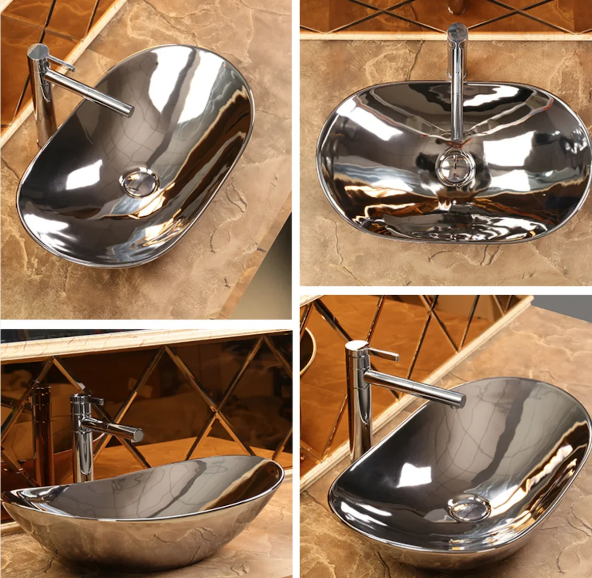 Lavabo da bagno di moda di lusso Lavabo in ceramica per hotel oro/nero/opaco