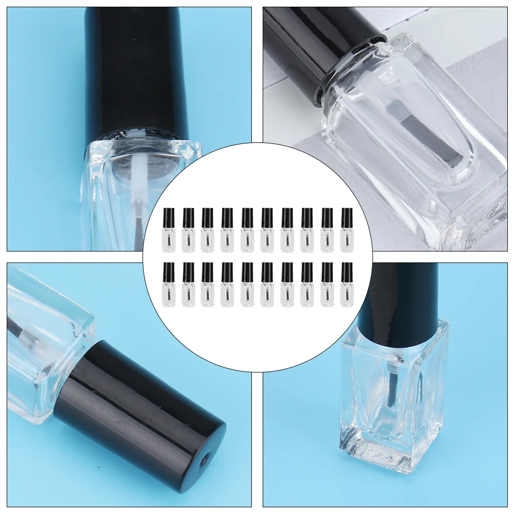 

20Pcs 5ml Empty Nail Polish Bottles Clear Glass Containers with Brush Portable for Various Uses Polish Nail Bottle