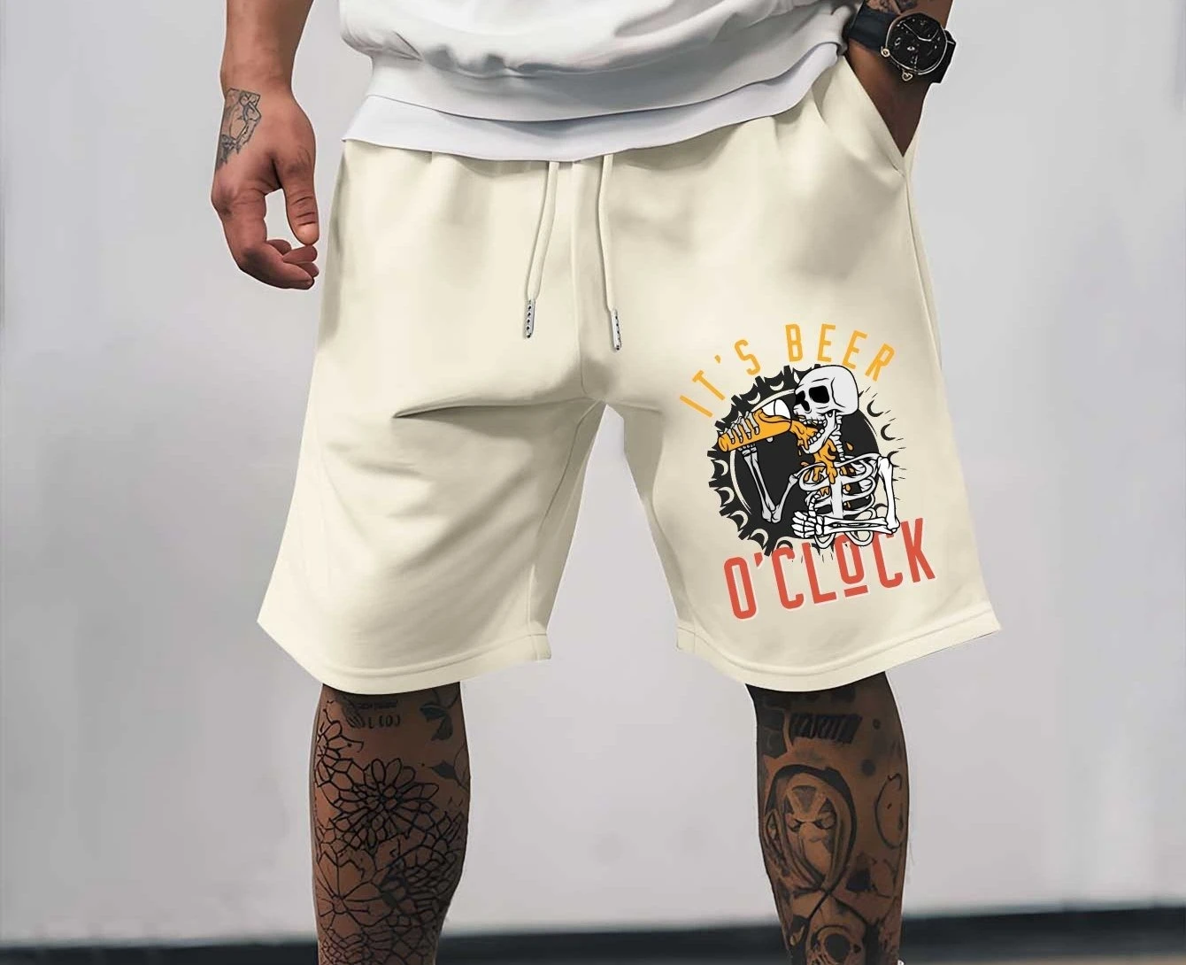 

Men's Summer Outdoor Sports Shorts with Cool Fishing and Basketball Patterns, Breathable Design for Beach Casual Wear