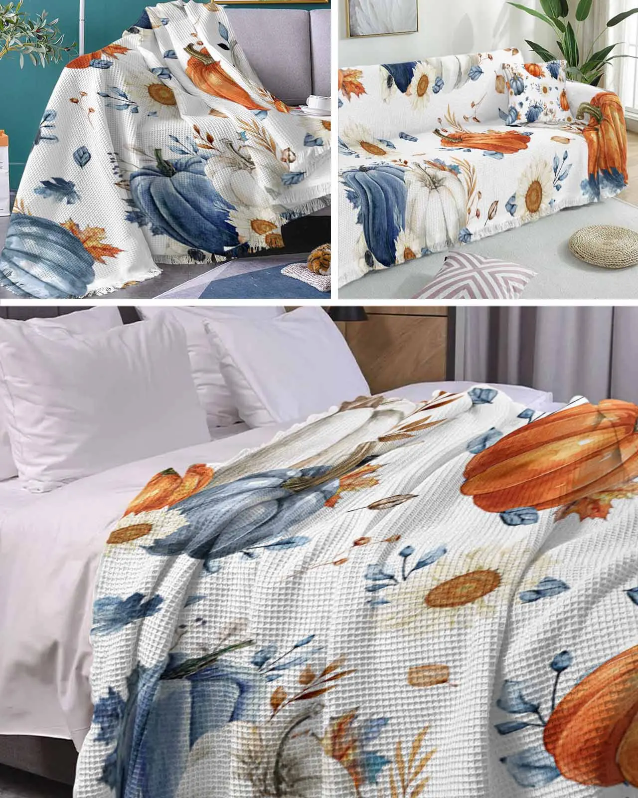 

Blue Orange White PumpkinFour Seasons Universal Folding Sofa Cover Dustproof Sofa Cover Sofa Cushion Cover Blanket Customizable