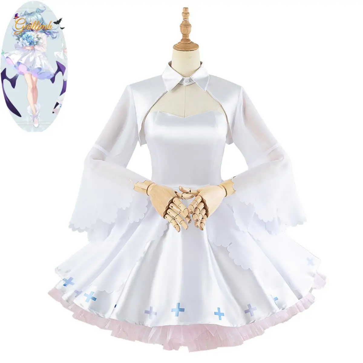 Anime Vtuber NIJISANJI Elira Pendora Cosplay Costume Lazulight 1st Anniversary White Dress Princess Skirt Woman Sexy Party Suit