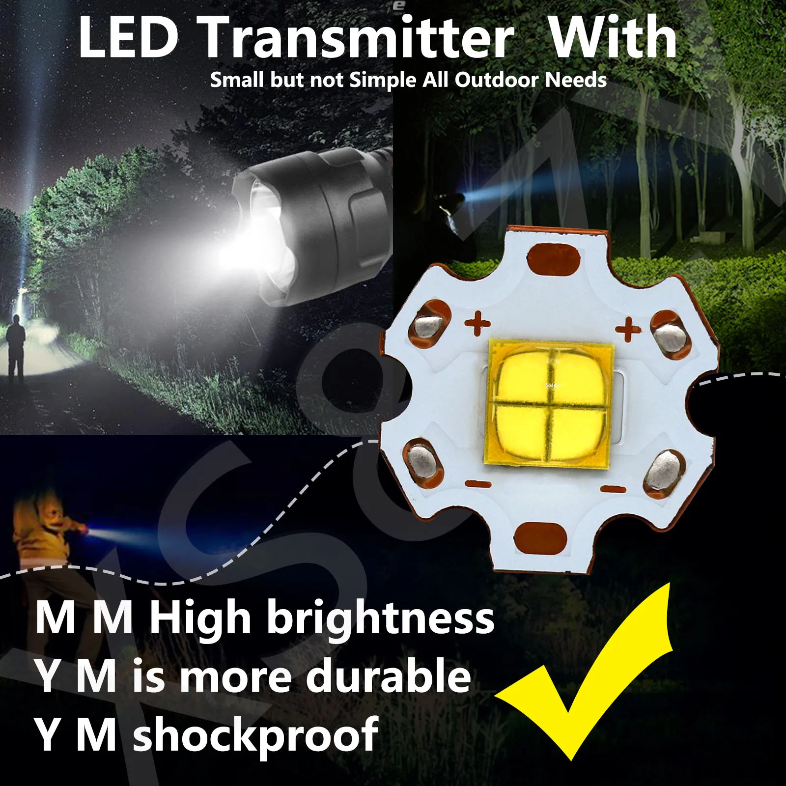 LED de alta potência branco forte lanterna, 20W lâmpada Bead, farol acessório, lanterna ao ar livre, luz noturna, DC12-13V