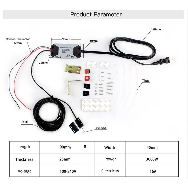 Tuya-Garagem Inteligente Controlador Abridor de Porta, Interruptor WiFi, Módulo Home, Smart Life APP, Controle Remoto, Suporta Alexa, Google Home