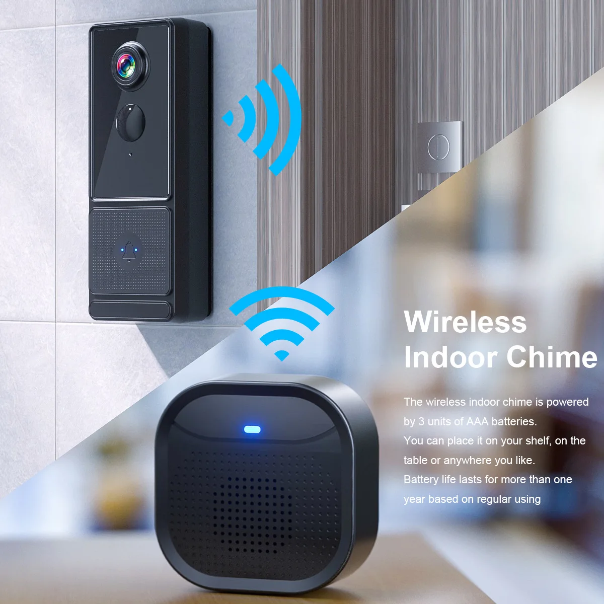 

IP65 Waterproof Smart Home Wireless WIFI doorbell Camera PIR Motion Detection Security Intercom Doorbell Wireless Indoor Chime