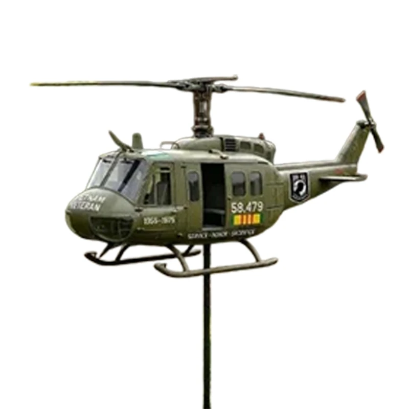 Metal Helicopter Garden Stake Yard Accent with 36.22 Inch Height and 26.8 Inch Length for Outdoor Lawn, Flower Border, and KXRE