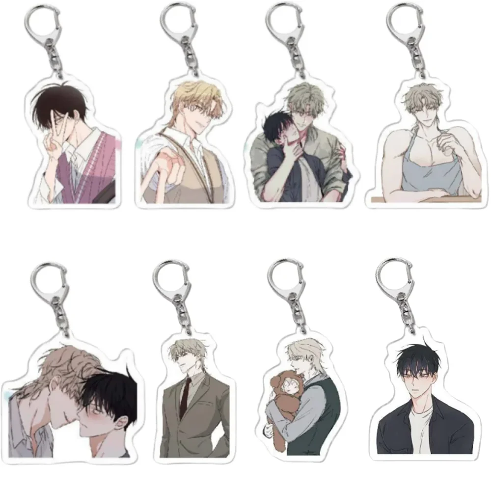 6cm Manga Waterside Night Yaoi Couple Acrylic Keychain Low Tide In Twilight Taeju Cartoon Figures Pendant Key Chain BL Jewelry