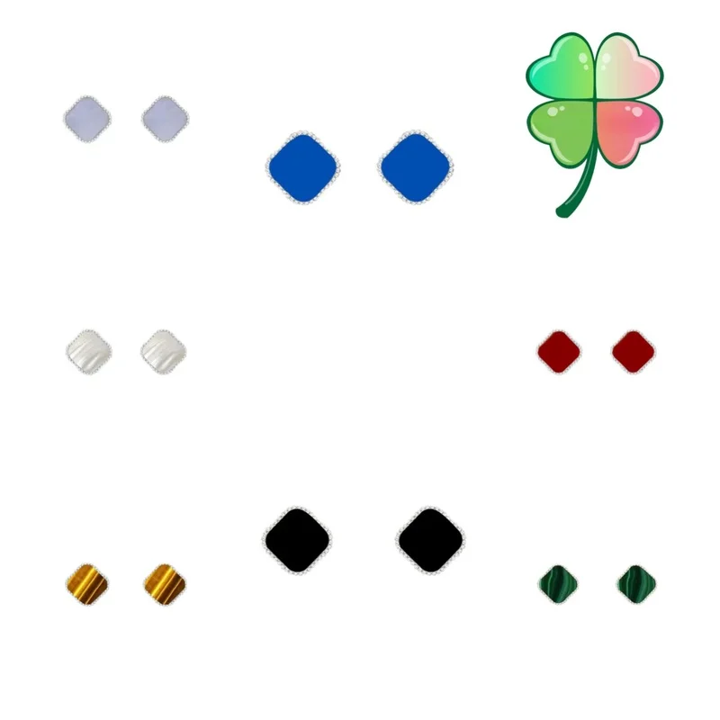 Advanced Texture 925 Silver Enamel Shell Clover Earrings  Simple Design Party Fashion Personality High-End Gift For Women