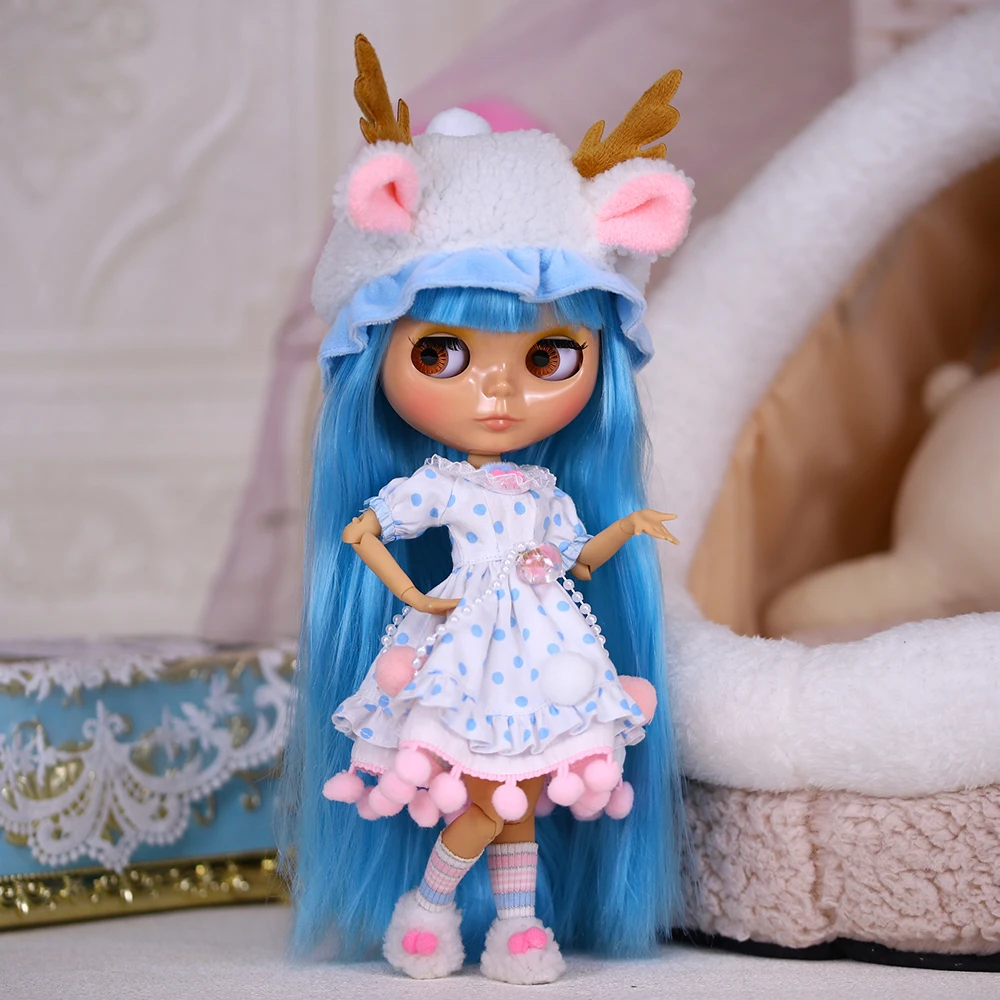 ICY DBS Blyth Doll Costume 1/6 bjd Cute antler rabbit hat suit Girl Toy SD