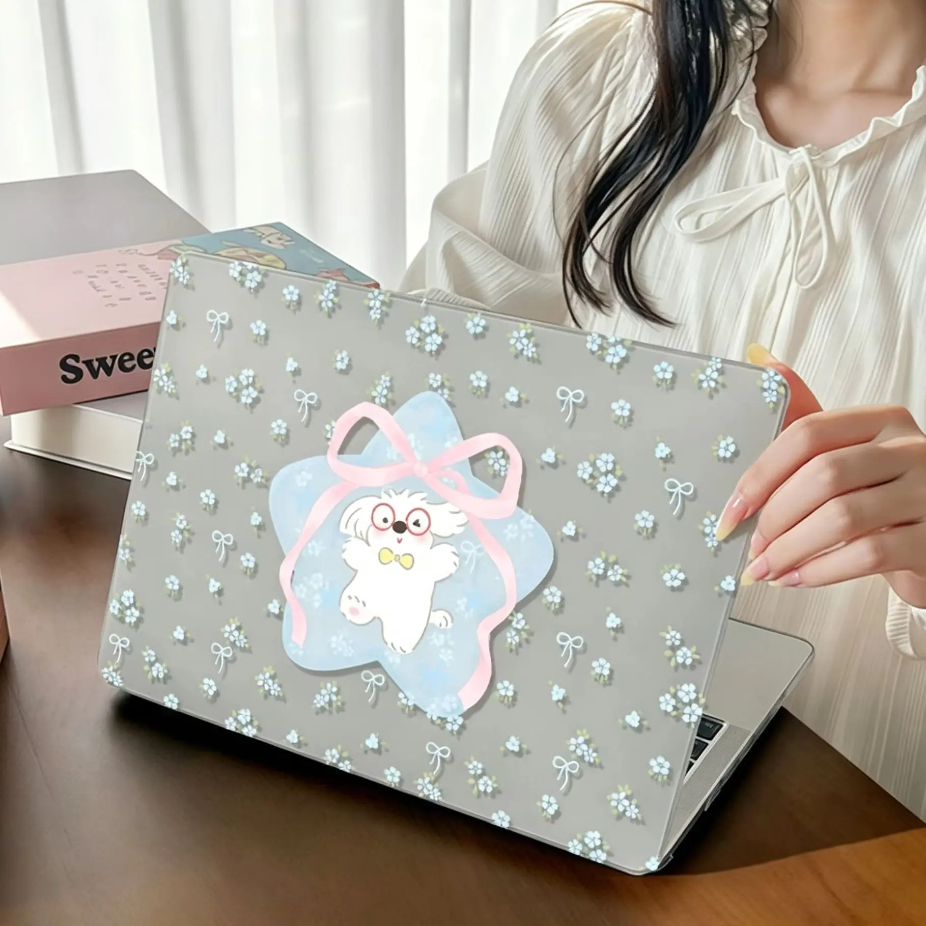 Ins Star Puppy Blue Crystal Laptop Case For Macbook Air 13.6 M4 NEO 15 M3 Hard Cover For Mac Book Pro 13 M1 M2 14 M4 M5 16 Cover