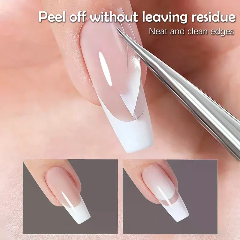 Hollow French Nail Stickers Spray Painting Stencil French Edges Templates Patting Glue Adhesive Auxiliary Tool Fully Transparen