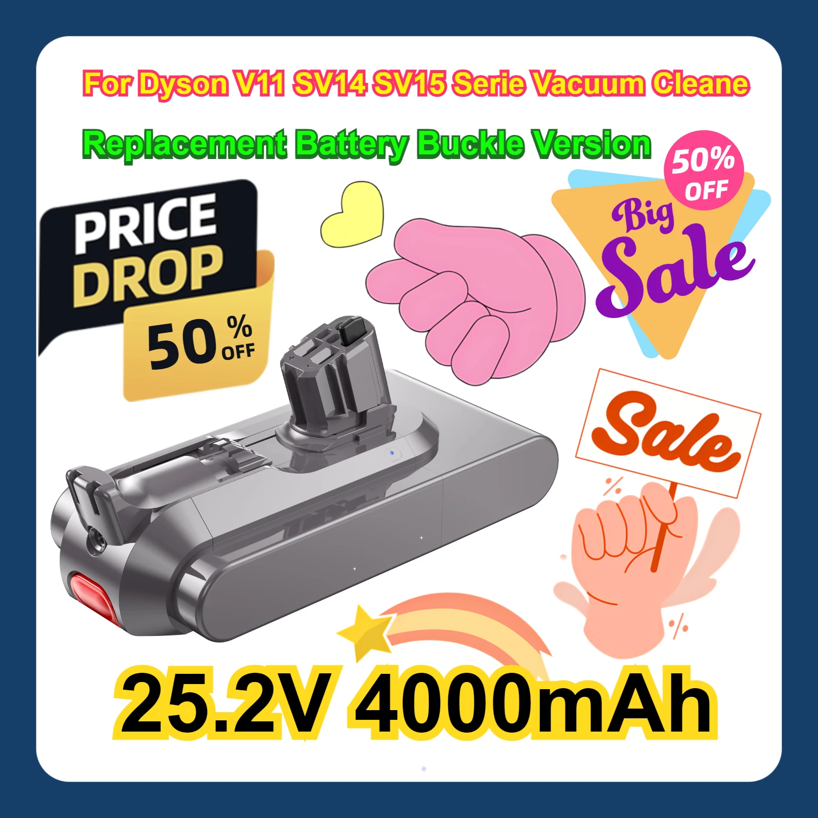 

For Dyson V11 SV14 SV15 Serie Vacuum Cleane Replacement Battery Buckle Version 25.2V 4000mAh Battery