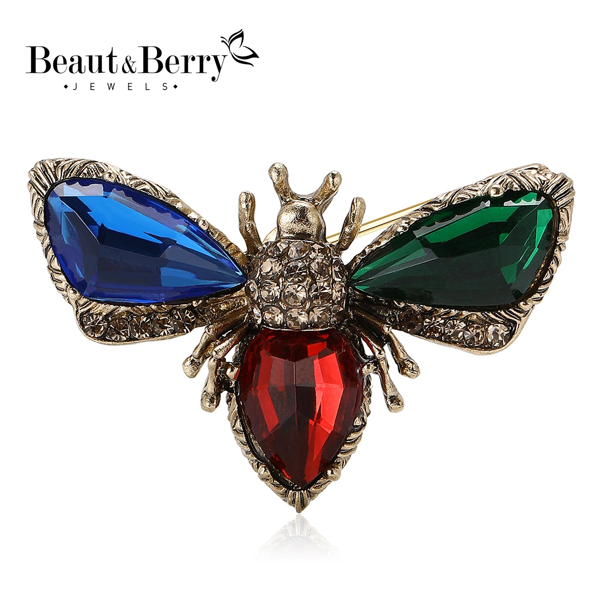 Beaut&Berry Luxury Crystal Bee Brooches for Women Unisex Insect Pins Friends Party Gifts Banquet Jewellery Accessories