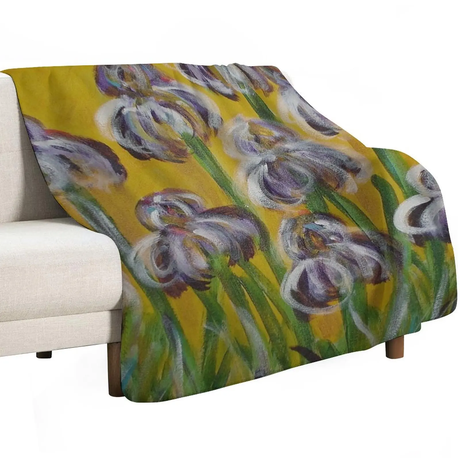 Iris in Yellow Throw Blanket cosplay anime Thermal manga Plaid on the sofa Hairys Beach Blankets