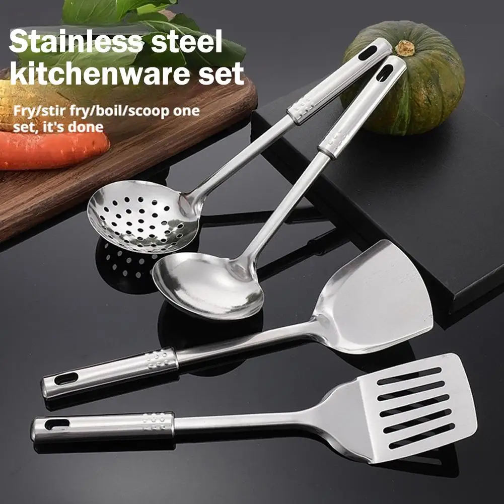 5Pcs Kitchen Cooking Utensils Set 304 Stainless Steel Practical Spatula Kitchen Utensil Set Cooking Tool Washable Spoons Utensil