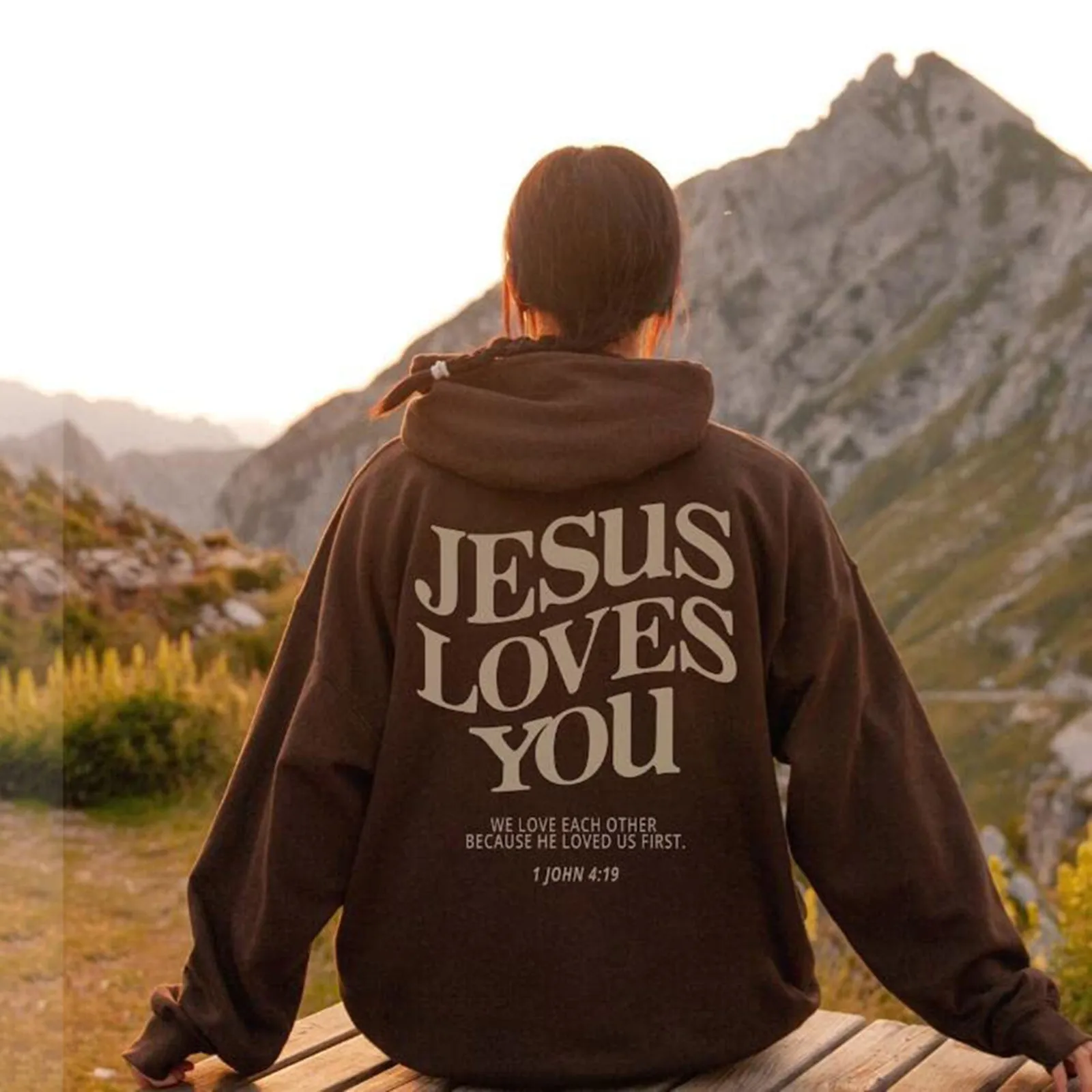 

Jesus Loves You Print Hoodies For Women Y2K Clothes Long Sleeve Hooded Sweatshirts 2024 Autumn Winter Pullover Tops