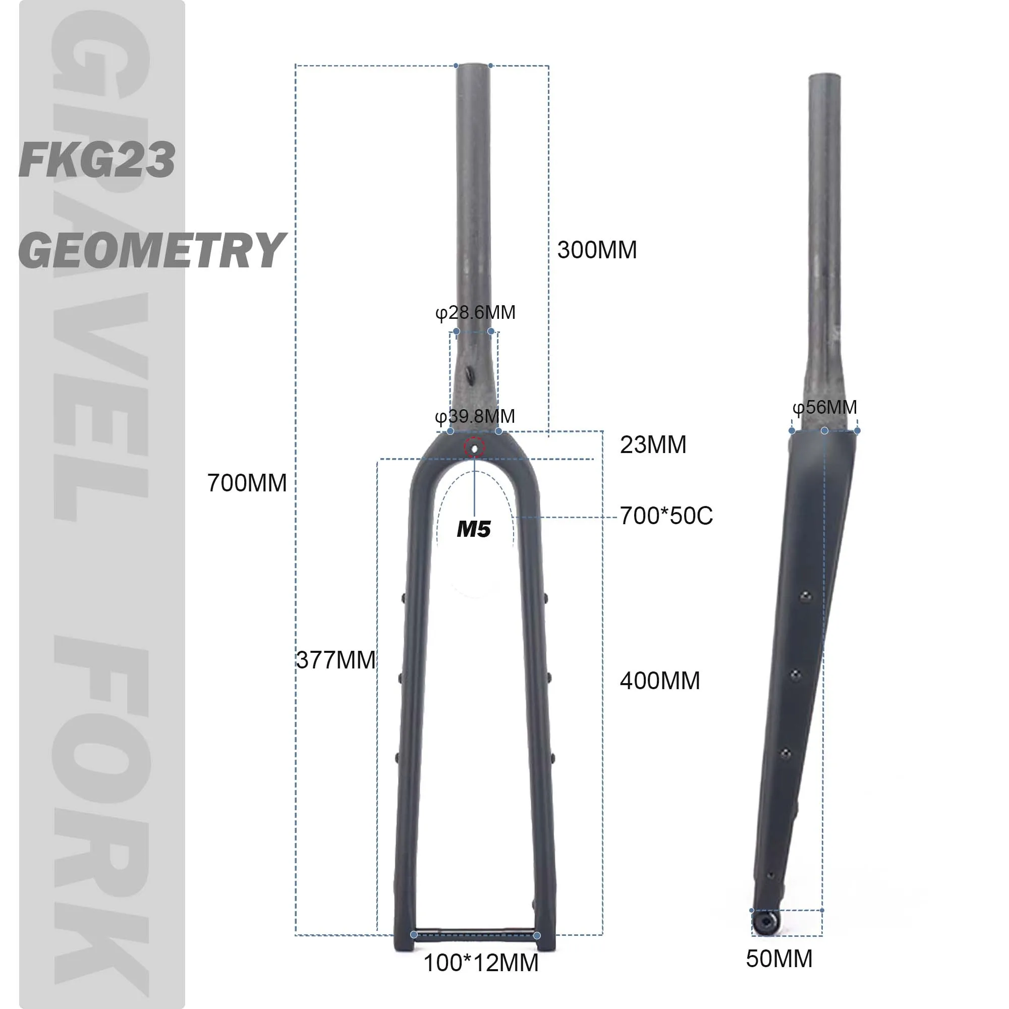 Winowsports FKG23 rower przełajowy w pełni węglowy widelec drogowy 100*12mm żwir węglowy 700 * 50C stożkowy przewód tarczowy przedni widelec