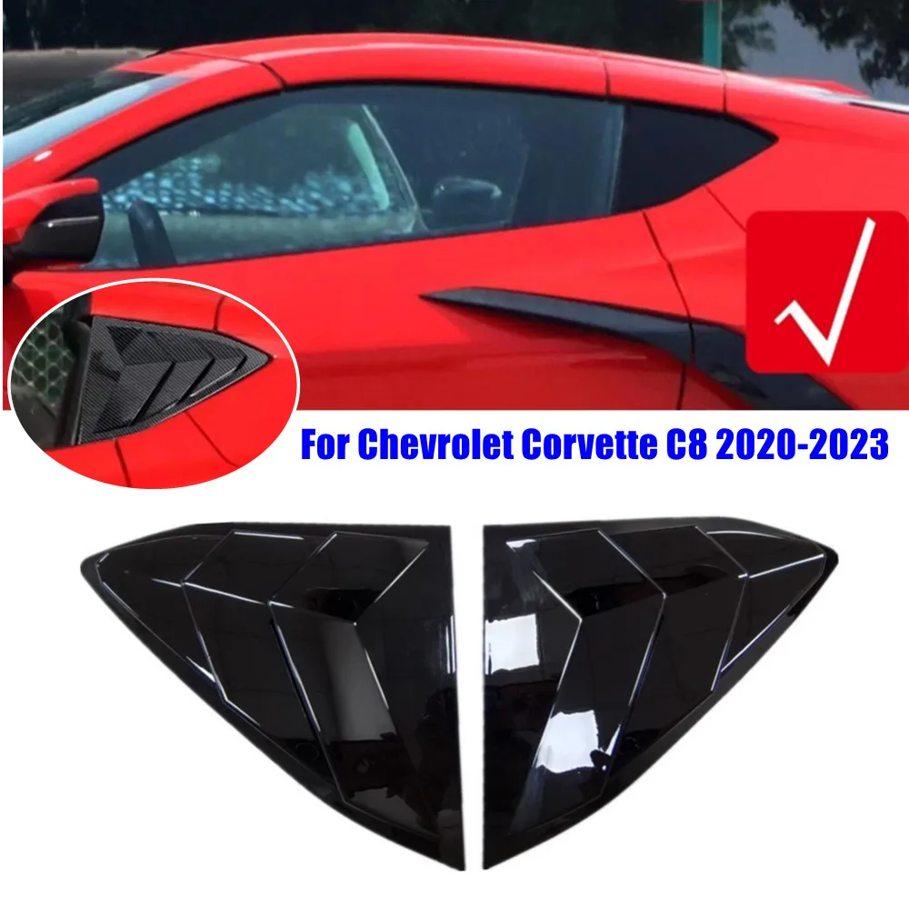 

For Chevrolet Corvette C8 2020 2021 2022 2023 Car Rear Window Louver Shutter Cover Side Vent Trim Windshield Cover ABS Carbon