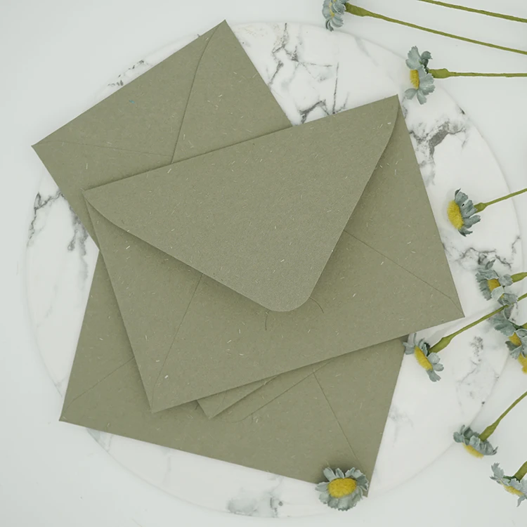 5pcs/set Retro Avocado Green Paper Envelope With Lining for Wedding Invitation Gift Envelope Greeting Card Bag